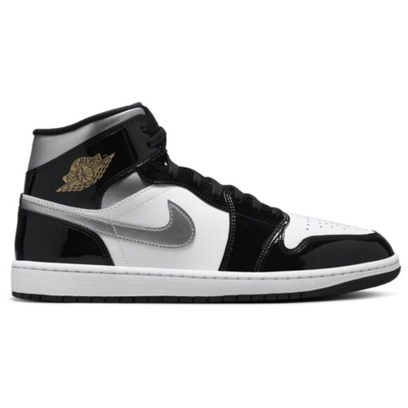 Jordan 1 Mid SE. Patent Black White Metallic Silver Gold. SIZE 12 - HV0789-010 - Picture 2 of 8